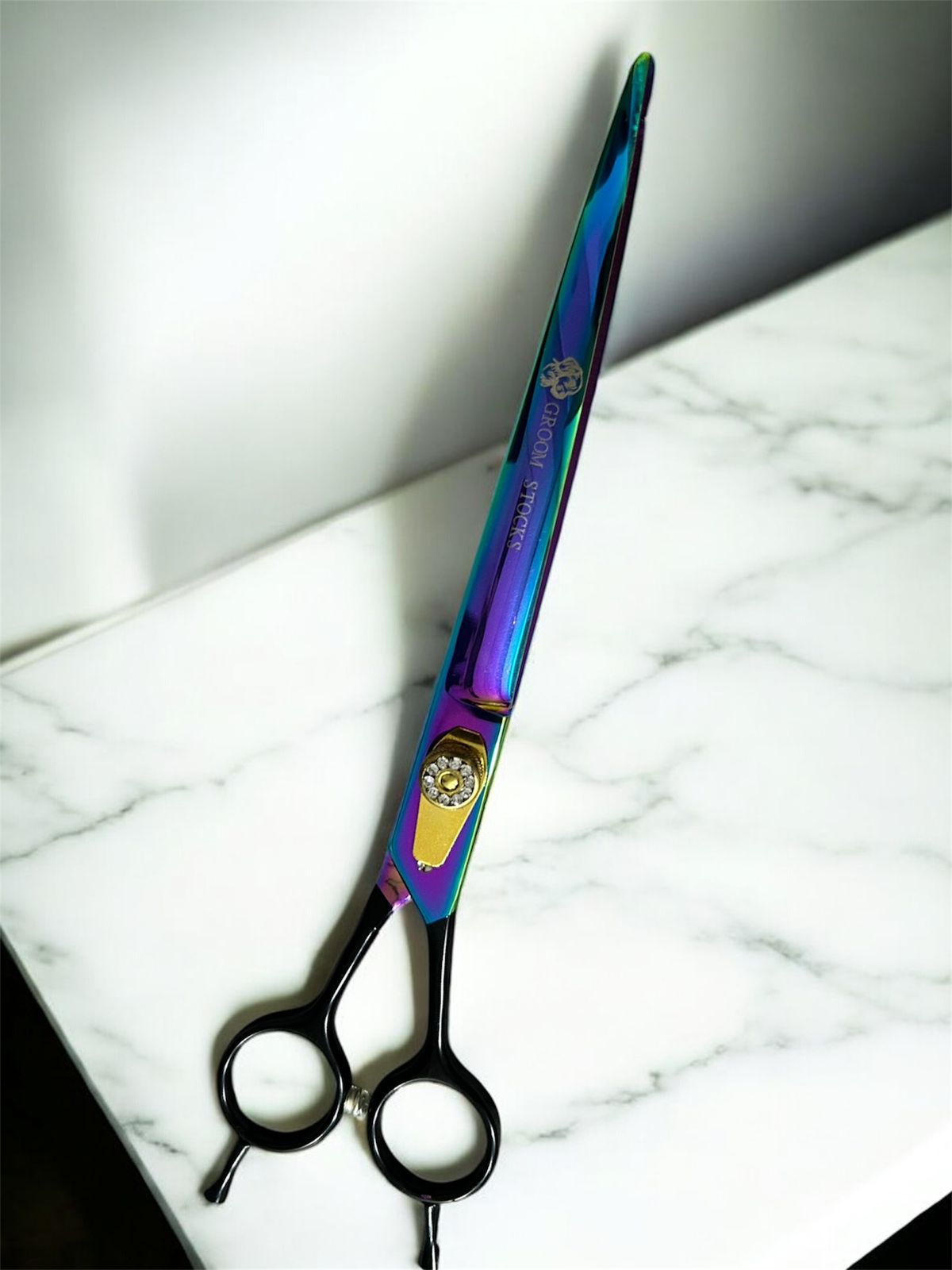 Groom Curve 8" Pro Pet Grooming Shears | Japanese 440C Steel | Rainbow Titanium Finish