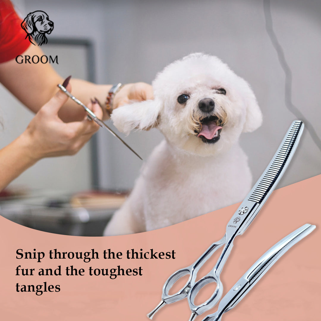 Groom Curved Thinning size 7" Pet SCISSOR - GROOM STOCKS