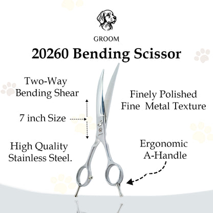Groom Bending scissor size 7" Pet SCISSOR - GROOM STOCKS