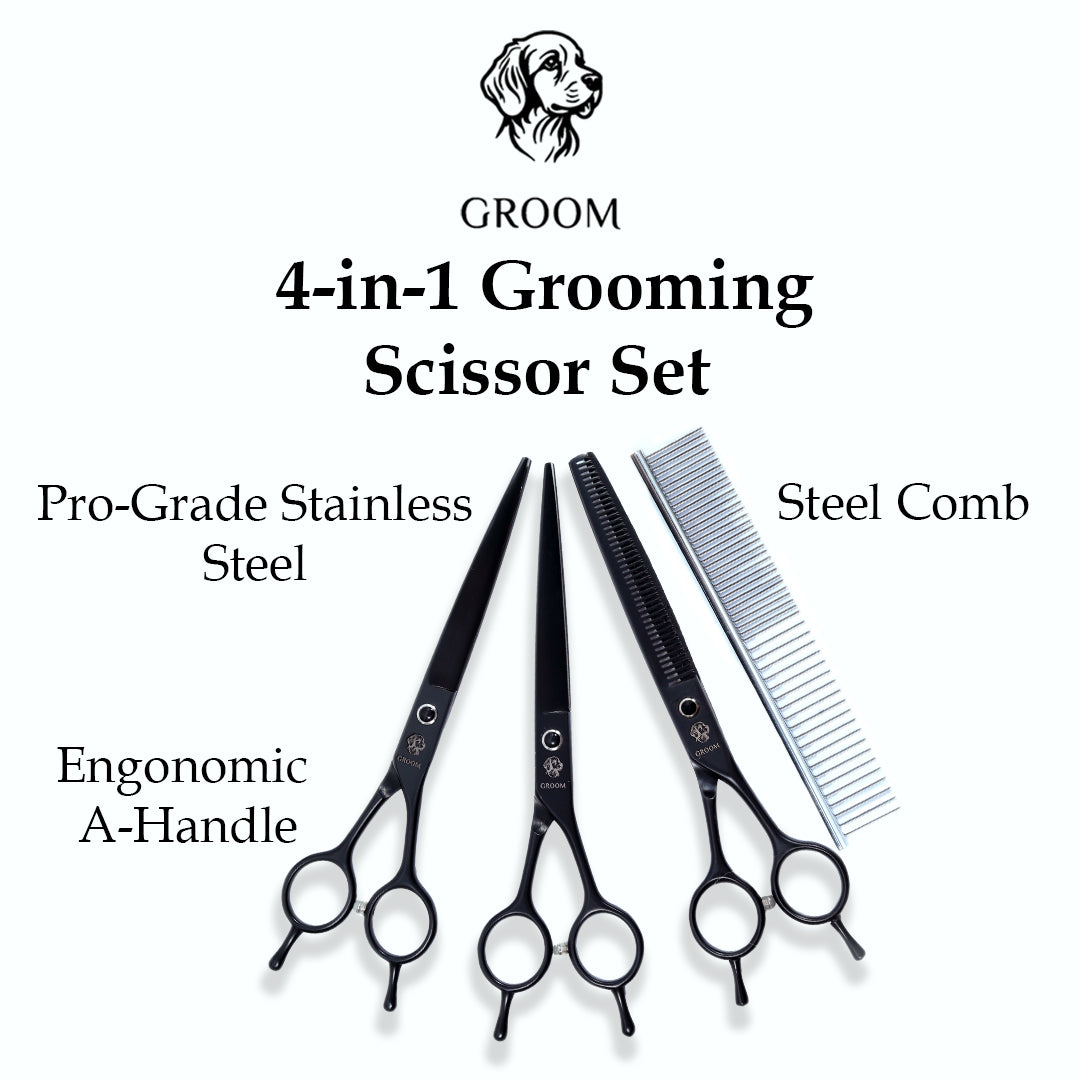 Groom Pet Scissors Set of 4 size 7" - GROOM STOCKS