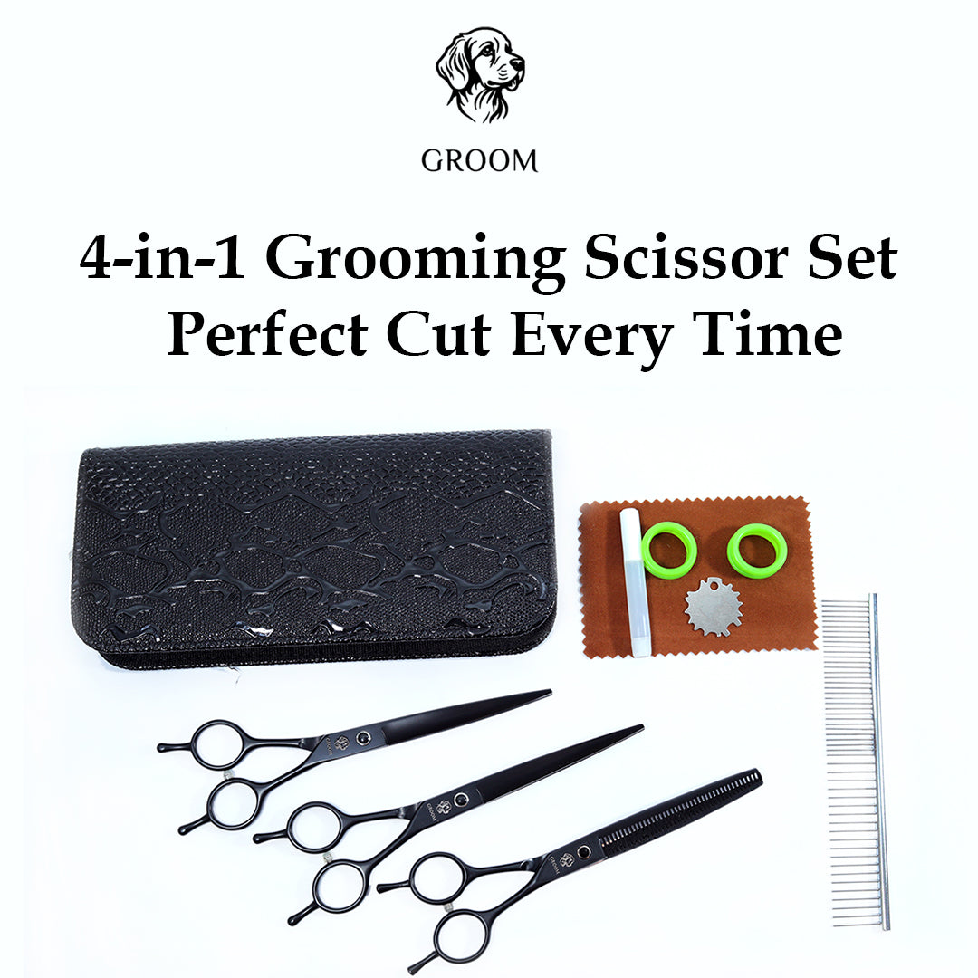 Groom Pet Scissors Set of 4 size 7" - GROOM STOCKS