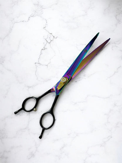 Groom Curve 8" Pro Pet Grooming Shears | Japanese 440C Steel | Rainbow Titanium Finish