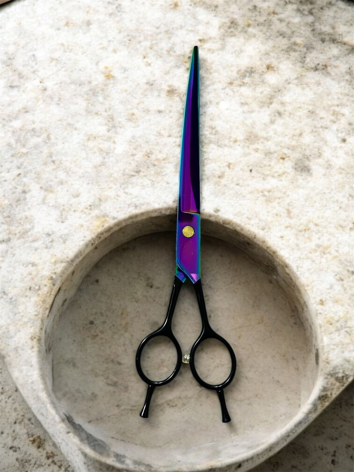 Groom Curve 8" Pro Pet Grooming Shears | Japanese 440C Steel | Rainbow Titanium Finish