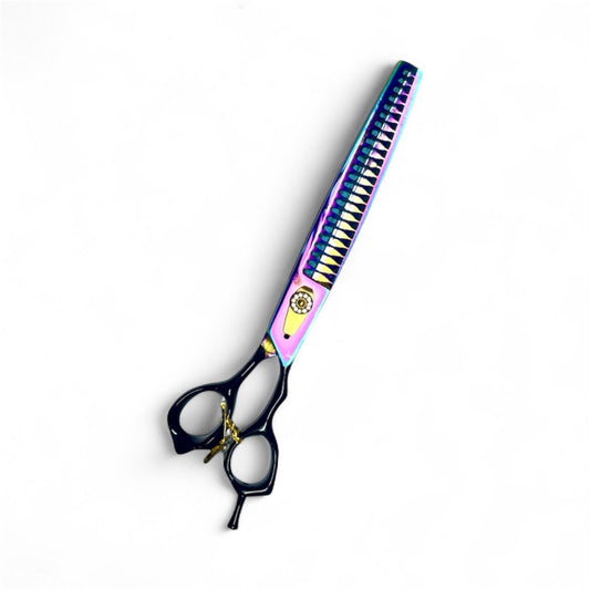 Groom Straight Fishbone Chunker 8" Pro Pet Grooming Shears | Japanese 440C Steel | Rainbow Titanium Finish
