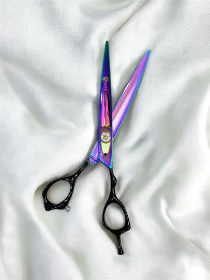 Groom Straight 8" Pro Pet Grooming Shears | Japanese 440C Steel | Rainbow Titanium Finish