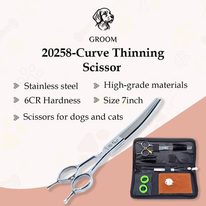 Groom Curved Thinning size 7" Pet SCISSOR - GROOM STOCKS